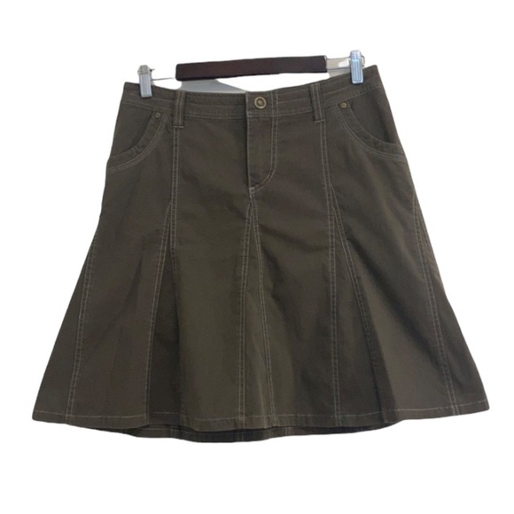 Kuhl Splash Skirt Womens 6 Brown Khaki Cotton Stretch Gorpcore Hiking Camping - Picture 1 of 10